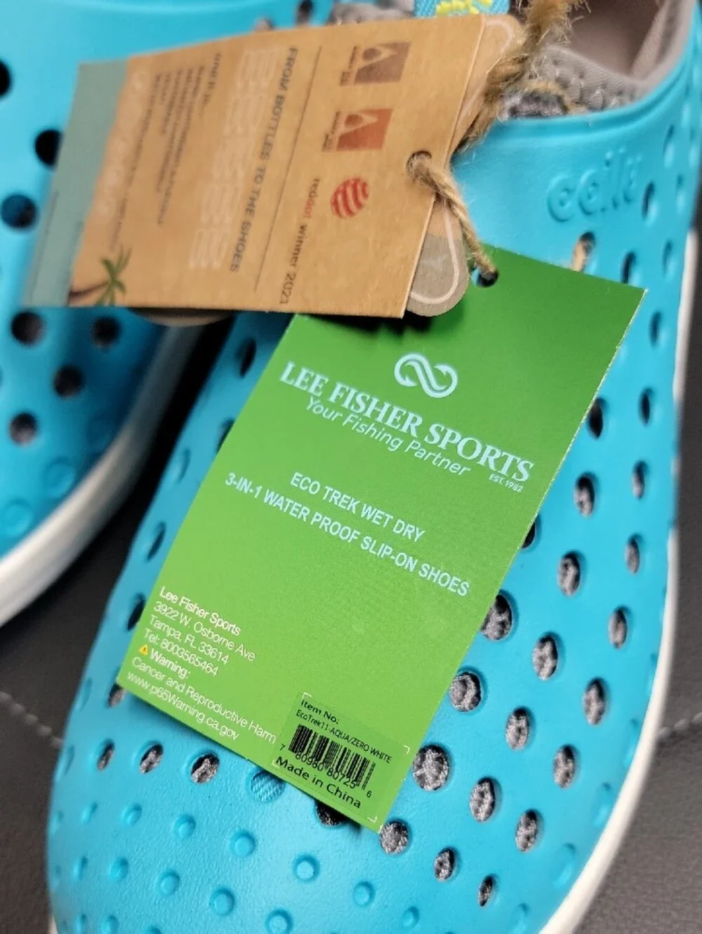 Kids Lightweight Aqua Blue Slip-On Water Shoes with Pull Tab